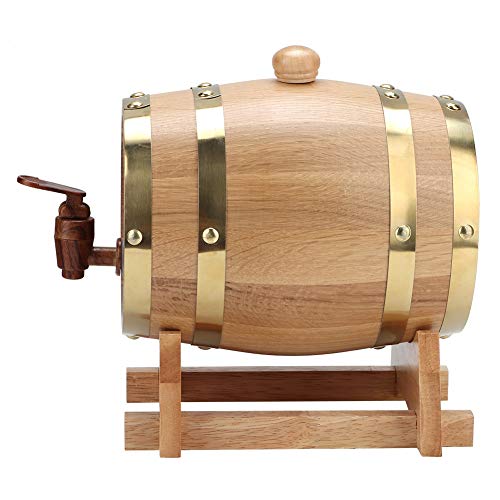 Wooden Beer Barrel, 1.5L, Wine Bucket Wine Vintage Oak Wood Large Capacity Mini Portable Sealing Leakproof Wine Keg Household Storage Bucket Beer Casks Wine Barrel