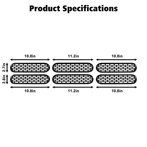 Image of Front Grille Mesh Inserts Trim Cover Grill Frame Decoration Exterior Accessories Compatible with Ford Bronco 2 Door 4 Door 2021 2022 2023,Black
