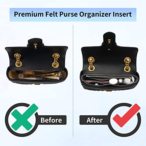 Felt Insert Purse Organizer With Zipper Fit Gg Marmont Matelasse Shoulder Bag, Organizer Handbag Tote Liner Pouch For Women Inner Bladder Bag Storage Bag (Medium, Grey) #TOP3