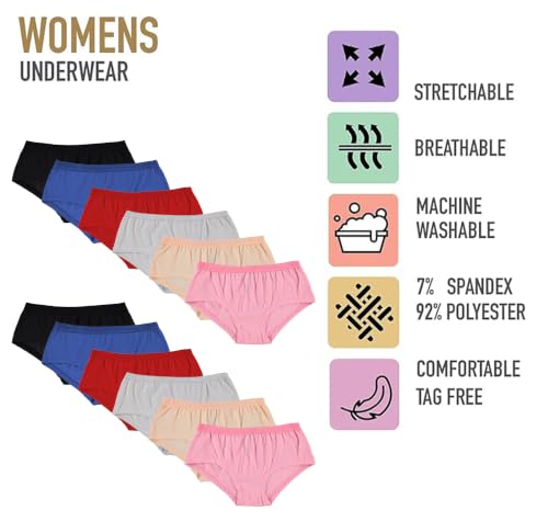 Image of Yacht & Smith 48 Pack of Womens Underwear Panties in Bulk, Wholesale Ladies Brief Underpants, Homeless Charity Donation