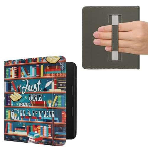 kwmobile Schutzhülle für Tolino Epos 3 Hülle - eReader Flip Case mit Handschlaufe und Auto Sleep Funktion - Bibliothek Motto mit Mehrfarbig