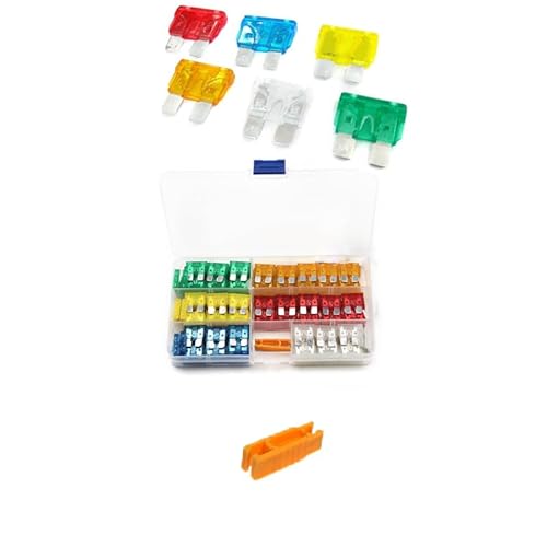 zalati Fusibles de voiture 120 pièces Fusibles à lame plate avec 1 extracteur de fusible et boîte de rangement pour voiture camping-car camion moto – 5A-30A, taille standard