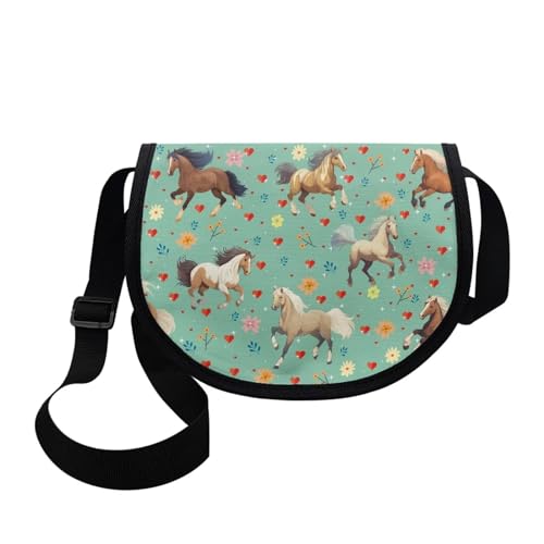 Floral Horse Purse for Girls Boys Kids Age 6-8 10-12 12-14 Small Crossbody Bag Pocketbook Wallets Shoulder Messenger Bags Sling Flight Bags Travel Holiday Weekend