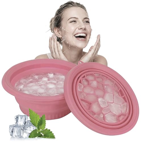 Image of Ice Facial Bowl | Facial Cold Plunge | Collapsible Bowl For Face Ice Bath with Built-In Icetray | Facial Ice Therapy for Acne Relief and Pore Shrinking, Cold Therapy for Home, Travel & Parties (LIGHT PINK)