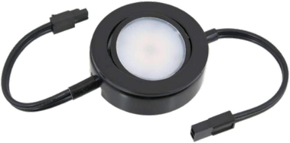 MVP Single Linking Puck with 6-Inch Lead/Tail Wiresand Mounting Screws, Dimmable Swivel LED, Linkable, cETLus Listed, 2-3/4-Inch, 2700K Black, Single Linking Puck
