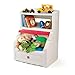 Step2 Lift and Hide Bookcase Storage Chest for Kids - Durable Plastic Toy Box Bookshelf Organizer, White/Red