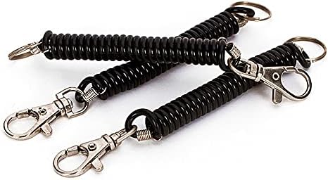 Miniatura 5 de Guqqeuc Llavero retráctil en espiral de bobina de resorte, llaveros de bobina de muñeca, pulsera elástica antipérdida, llavero de seguridad con