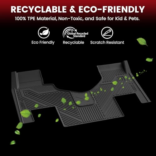 Image of LASFIT Floor Mats for Freightliner Cascadia 2008-2017, All-Weather Protection TPE Car Liners for Freightliner Cascadia Accsessories, Black, Easy to Clean,Only Fit Sleeper Cab Not Fit Day Cab