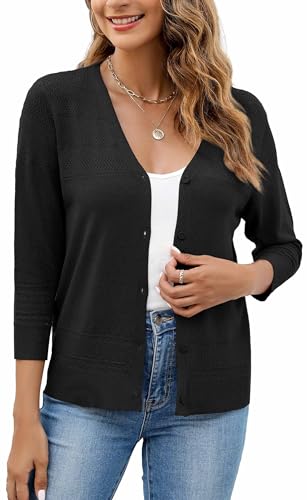 Chaqueta de punto para mujer Neineiwu con cuello en v y manga corta de verano 3
