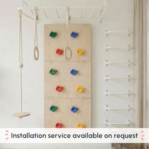 Image of Curious Cub Jungle Gym for Kids Indoor | Kids Gym Play Set | Contains Monkey Bar, Gymnastics Ring, Disk Swing, Rope Ladder for Kid to Play Indoor Fun Activity for Ages 4+ (UL3- 8.5 FEET)