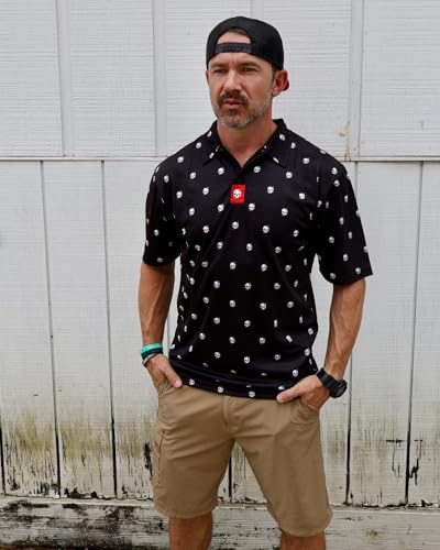 Bolt Skull Patterned Performance Polo3