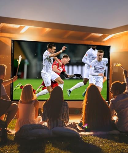 Image of STWUI Projector Screen with Stand - 100 Inch Outdoor Projector Screen Portable Projector Screens 16:9 4K HD Outdoor Movie Screen with Carry Bag Can Enjoy Home Theater Projection Screen