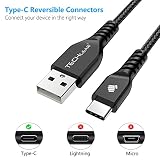 TECHGEAR Bardzo długi pleciony kabel USB C do ładowania i transmisji danych o dużej trwałości, kompatybilny z Apple iPad Pro 12,9" 2022/2020, iPad Air 4/5, Mini 6, iPad 10e 2022, czarny
