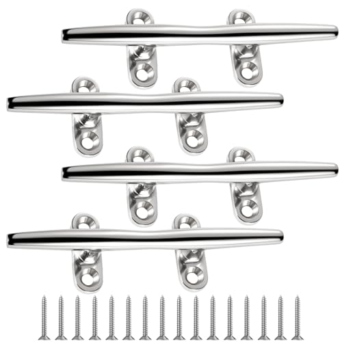 4/5/6 Inch Boat Cleat - Open Base 316 Stainless Steel Dock Cleat,Marine Cleat Rope Cleat, Mooring Accessories with Screws for Boats,Kayak, Marine, Deck, Nautical Decor(2,4,6 Pack) (6 inch-4 PCS)