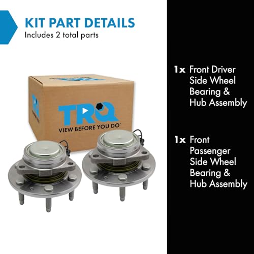 Image of TRQ 2 Piece Front Wheel Bearing & Hub Assembly Set with ABS Sensor Compatible with 2015-2020 Cadillac Escalade Escalade ESV 2014-2018 Chevrolet Silverado 1500 2019 Silverado 1500 LD Suburban Tahoe GM