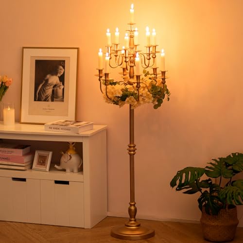 Sziqiqi Gold Candelabra Candle Holder: 13-Arms Floor Standing Candle Holders for Christmas Centrepiece - 130cm Tall Vintage Candlestick Holder for Home Dining Living Room Fireplace Decor - Cosy Home Interiors Sziqiqi Gold Candelabra Candle Holder: 13-Arms Floor Standing Candle Holders for Christmas Centrepiece - 130cm Tall Vintage Candlestick Holder for Home Dining Living Room Fireplace Decor - Image 3