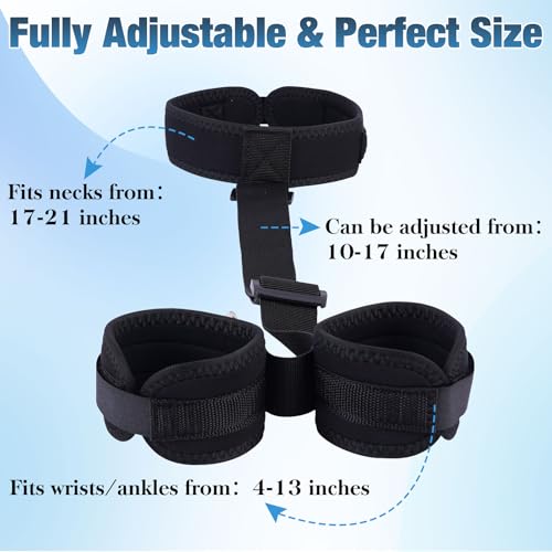 Image of BDSM Bondage Neck to Wrist Restraints Kit with Ball Gag, Couples Sex Toys Adjustable Collar Back Sex Handcuffs Wrist Cuffs, Bed SM Games Bondage Gear Accessories for Couples, Roleplay & Bedroom Fun