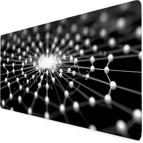 Tapis de souris XXL noir 120x60 cm abstrait avec bords cousus pour grand bureau