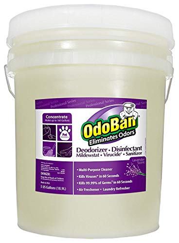 OdoBan 911162-5G Concentrate All Purpose Cleaner and Disinfectant Odor Eliminator, Lavender Scent, 5 gal