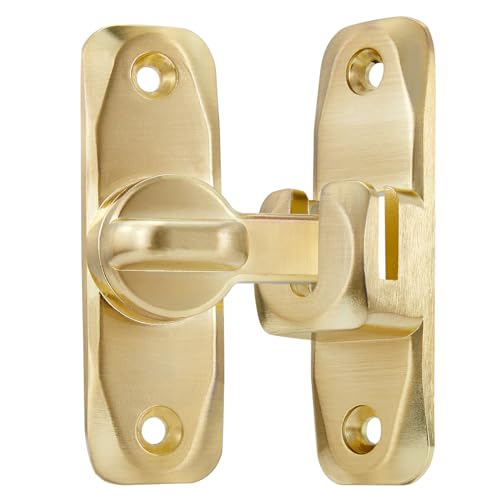 Image of INIRET 3 Packs Barn Door Latches,Gold 90 /180 Degree Gate Lock,Zinc Alloy Right Angle Door Lock Latch,Flip Gate Latches Hardware,Door Security Sliding Door Latch Lock fo Cabinets,Bathroom,Barn Door