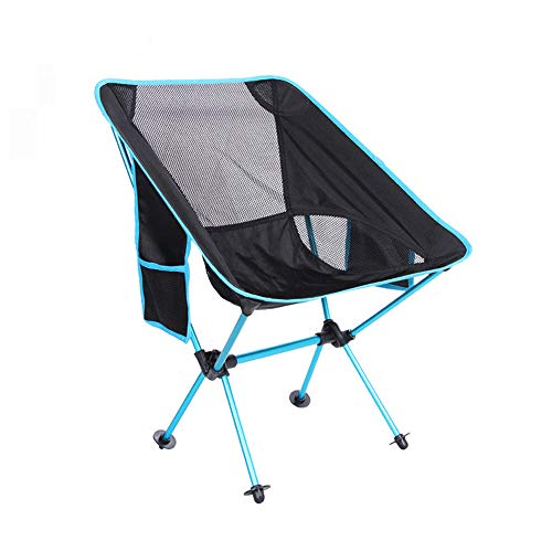 Chaise de camping pliable et portative bleue pour jardin et voyage
