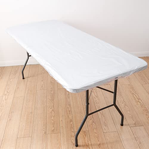 Clear Vinyl Tablecloth For Folding Table -Fitted Rectangular Elastic Edge Table Cover Waterproof Oil-Proof Pvc Table Cloth Stain-Resistant Wipeable… (30 X 72 Inch Rectangle Tight Fit) #TOP2