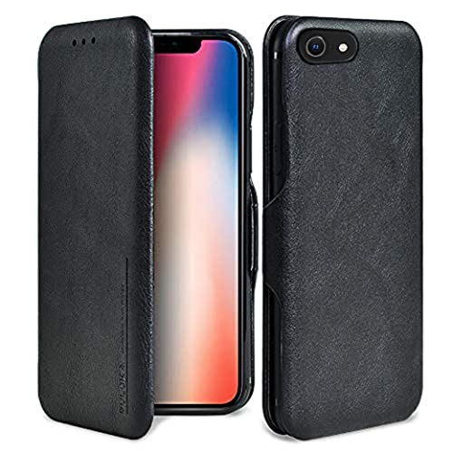 Image of PULOKA iPhone SE / 7 /8 Leather Flip Back Cover PU Leather Wallet Back Case with Card Slot and Kickstand Function Compatible with Apple iPhone SE / 7 /8 - Black
