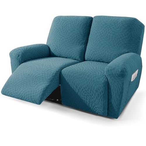 Image of ZNSAYOTX Loveseat Recliner Cover 4-Piece (48 inch-66 inch) Super Soft Recliner Loveseat Covers with Big Pocket & Anti Slip Ties Stay in Place, Lazy Boy Reclining Love Seat Slipcover Durable Washable, Teal