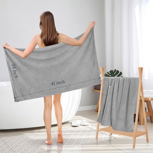 Image of 2 Pack Microfiber Hair Towel - 41 x 24 inches Super Soft, Absorbent, Fast Drying Without Frizz Hair Towel Wrap for Women Long, Thick, Curly Hair - Hair Turbans with Elastic Strap