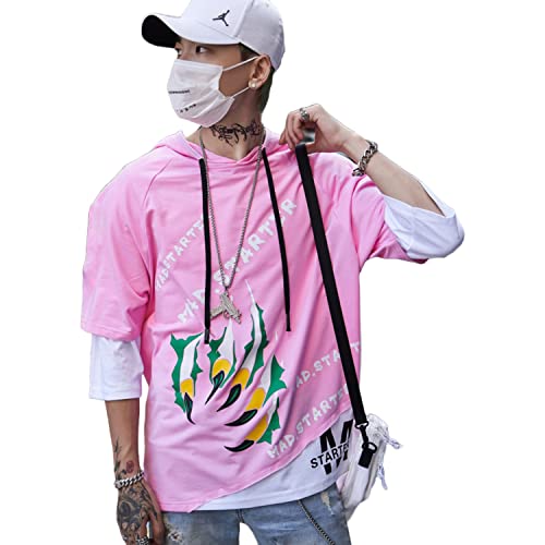 London Hills Men Cotton Printed Oversized Hooded Half Sleeve Oversized Hoodie
