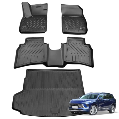 Alfombrillas y revestimientos de carga compatibles con Buick Envision 2021, 2022, 2023, 2024, 2025, para todo tipo de clima, 2 filas y alfombrillas para maletero, juego completo de accesorios de