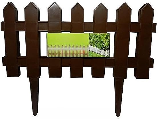 kit Cerca Jardim Plástico Tipo Madeira Marrom 1,21 mts Cercas Dec...