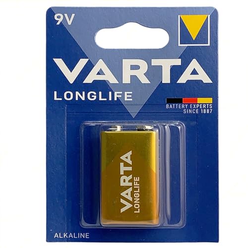 Batería para transistor Varta 9 V PP3 6LR61 Longlife Power Alcaline | 4 paquetes 1 unidad | Potentes y duraderas para dispositivos energéticos | para mandos a distancia, detectores de humo y