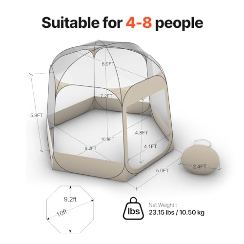VEVOR Tente Bulle Pop-up, 3 x 2,8 m, Tente Igloo Dôme de Jardin pour 4 à 8 Personnes, Abri de Camping d'Extérieur Transparent avec Fenêtres, Imperméable et Résistante aux UV, Vue Panoramique à 540° – vue 9