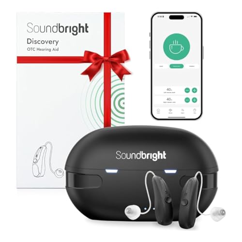 Image of Soundbright Hearing Aids - Discovery | Bluetooth Hearing Aids for Old Age with 3 Noise Cancelling Program, Protable Bluetooth Hearing Aids with Smart App Control, Hand-free Phone Call | 16 Channel Adjustable Frequency (Both Ear)