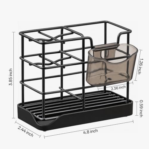 HBlife-Toothbrush-Holders-for-Bathrooms-Black-Small-Stainless-Steel-Bathroom-Toothbrush-Holder-with-Tray-Bathroom-Accessories-and-Apartment-Essentials