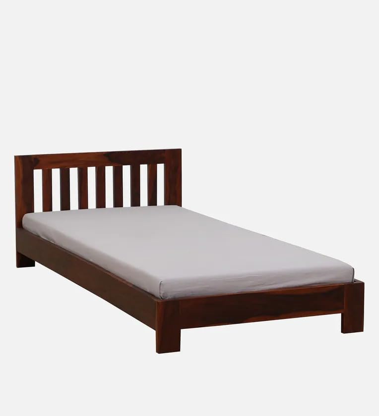 Image of BM WOOD FURNITURE Single Sheesham Wood Bed for Bedroom with 2 Years Warranty | Office Furniture | Living Room Cot | Daybed | Traditional Beds | Solid Wooden | Bedroom Furniture |Walnut Finish