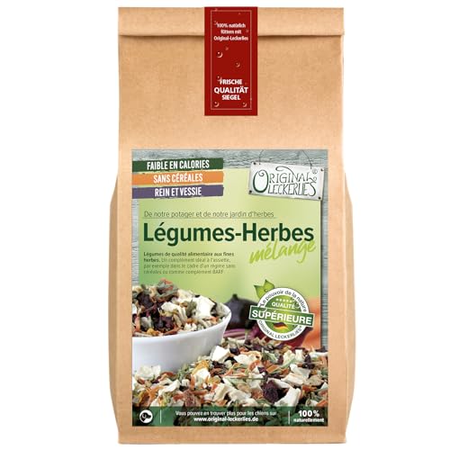 ORIGINAL LECKERLIES® Gemüse-Kräutermix, 500g getreidefreie Gemüseflocken mit Kräutern, Hundeflocken, Barf Zusatz Hund Hundefutter – Naturprodukt für Hunde