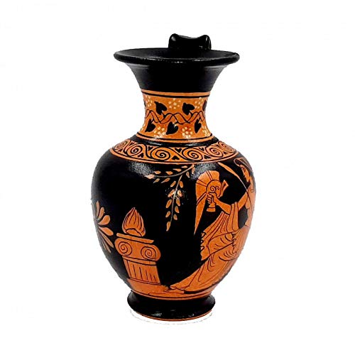 Rotfigurige Vase, 13 cm, Oinochoe, zeigt die Göttin Athene, antike griechische Keramik