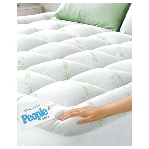 Topper matrimoniale Cloud-Like Comfort - Protezione in viscosa di bambù ultra morbida, traspirante e rinfrescante - 160x190 cm, vestibilità profonda