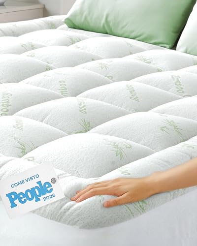 Topper matrimoniale Cloud-Like Comfort - Protezione in viscosa di bambù ultra morbida, traspirante e rinfrescante - 80x190 cm, vestibilità profonda
