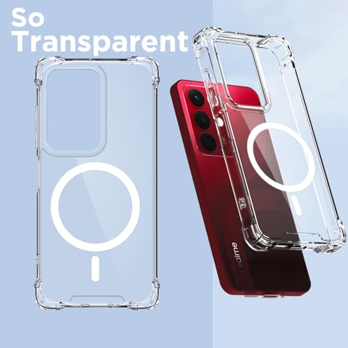 Image of Amazon Basics Back Cover for Realme Narzo 90X 5G / Realme C85 5G / Realme 15X 5G Mag-Safe Shockproof PC + TPU Protective Case Magnetic Support Bumper Case (Transparent Mag-Safe)