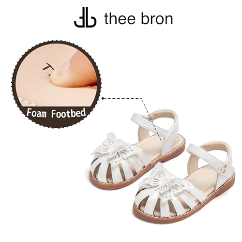 Image of THEE BRON Toddler Girls Closed-Toe Sandals Sweet Retro Cutout Summer Dress Shoes