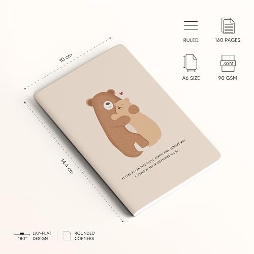 Image of FACTOR NOTES A6 Notebook (Always Proud of You) | Ruled, 160 Pages, 90 GSM Thick Paper | Cute Aesthetic Notebook for Women