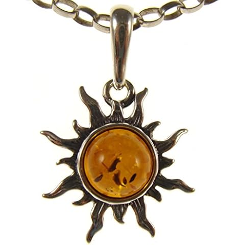 Baltic amber and sterling silver 925 cognac sun pendant jewellery jewelry (no chain) Cover