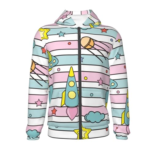 Space Doodle Kid Hoodies Boys Zip Up Sweatshirts Girls Pullover with Pocket2