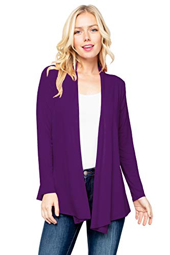 Image of Women's Drape Front Open Cardigan Long Sleeve (S-2X, Made in USA)
