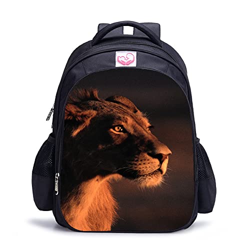 Sac à dos voyage unisexe motif Lion 3D, grand sac d'école tendance 16 pouces pour adulte