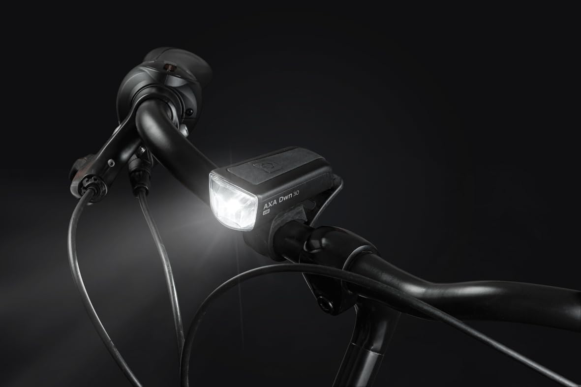 AXA Fahrradlicht Dwn 30 Lux, USB Aufladbar, 11 Stunden Leuchtdauer, Batterieanzeige, StVZO Zugelassen