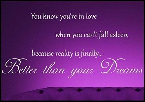 Love Dreams Bedroom Wall Sticker Quote Decal Transfer Mural Stencil Art Tattoo, Turquoise Blue Gloss, 95cm x 45cm